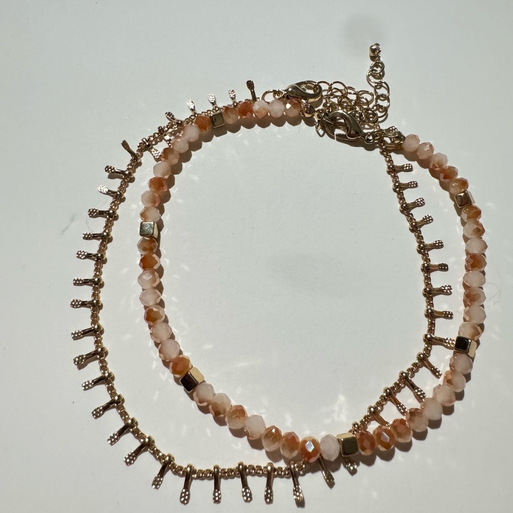 Elegant Gold and Brown Beaded Anklet